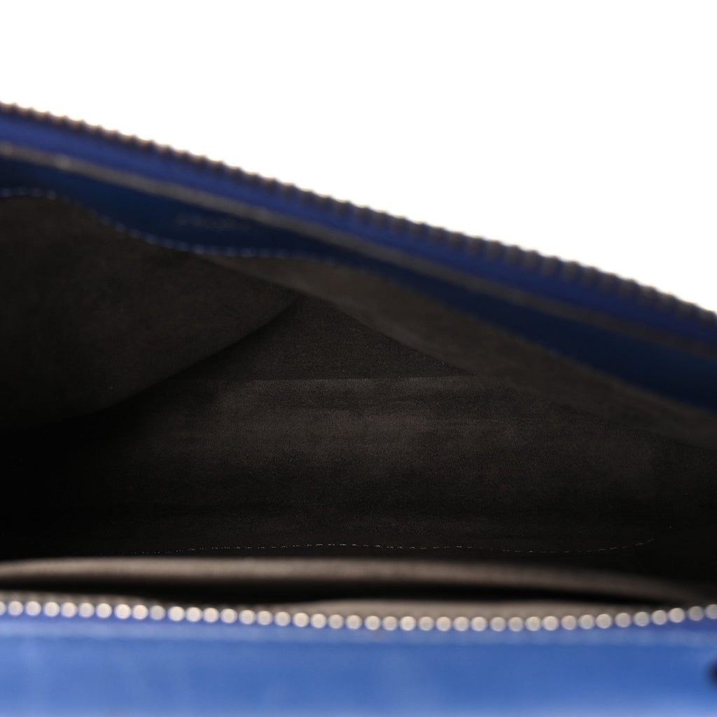 Shiny Nappa Trapuntata Chain Small DotCom Click Chain Satchel Blue