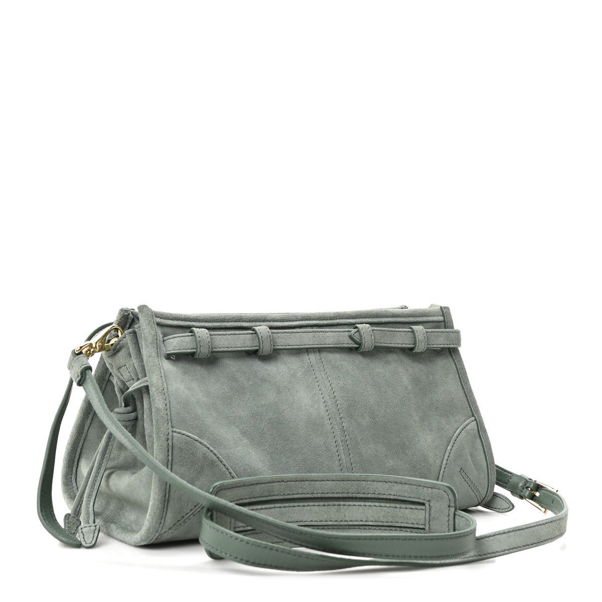 Scamosciato Triangle Small Bonnie Shoulder Bag Salvia