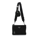 Re-Nylon Saffiano Re-Edition 2000 Double Zip Crossbody Bag Black