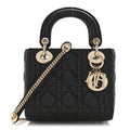 Lambskin Cannage Mini Lady Dior Black