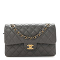 Lambskin Quilted Small Double Flap Grey