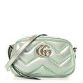 Iridescent Nappa Chevron Matelasse Small GG Marmont Chain Shoulder Bag Iridescent Salvy Green