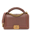 Snakeskin Calfskin Medium Chain Around Top Handle Boy Flap Mauve