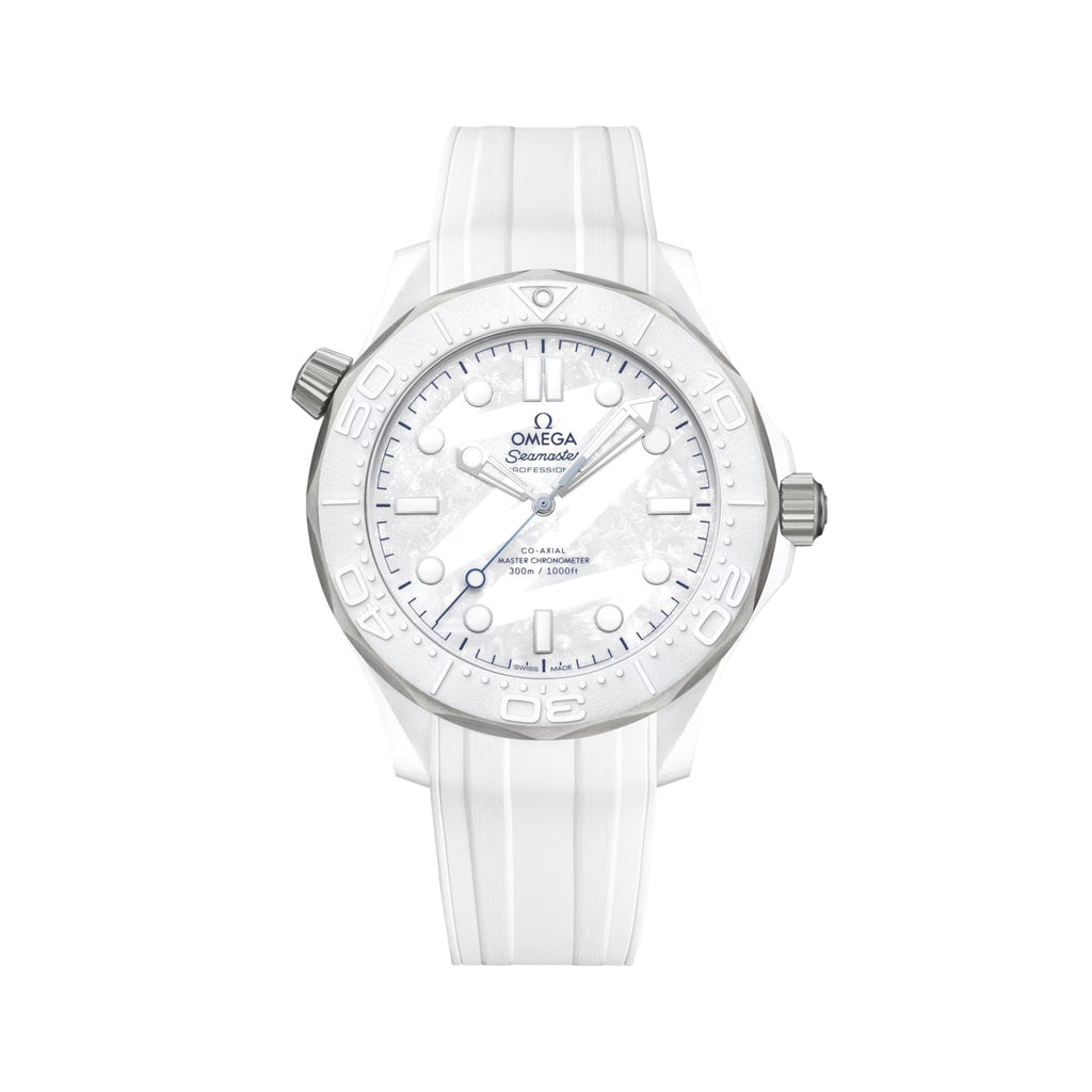 Seamaster Diver 300M Milano Cortina 2026 43.5mm - White on Rubber Strap