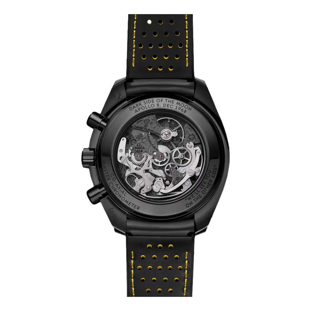 Apollo 8 Speedmaster Dark Side Of The Moon Chronograph 44.25mm - Black on Rubber Strap