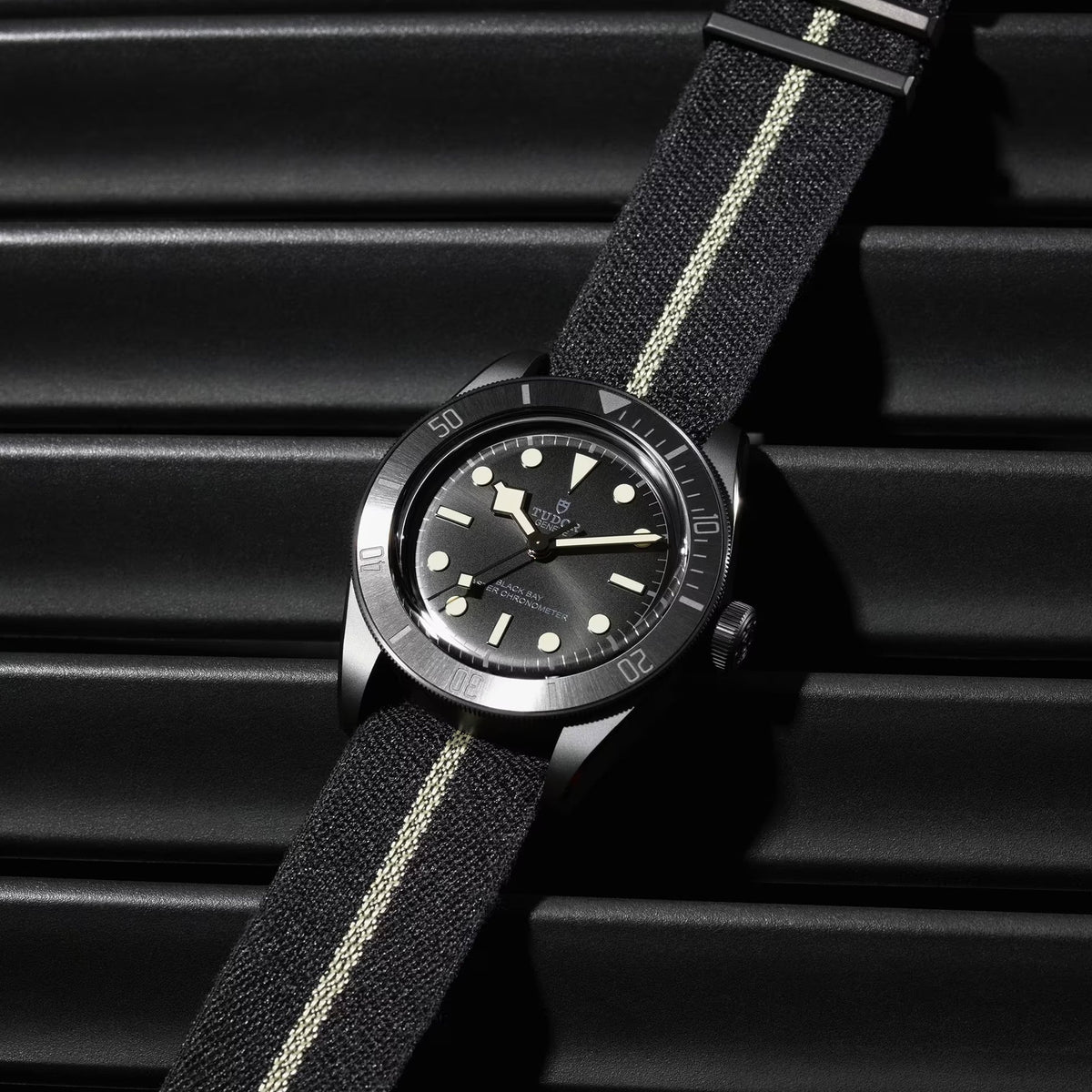 Black Bay Ceramic 41mm - Black on Hybrid Leather/Rubber Strap w/ Extra Fabric Strap